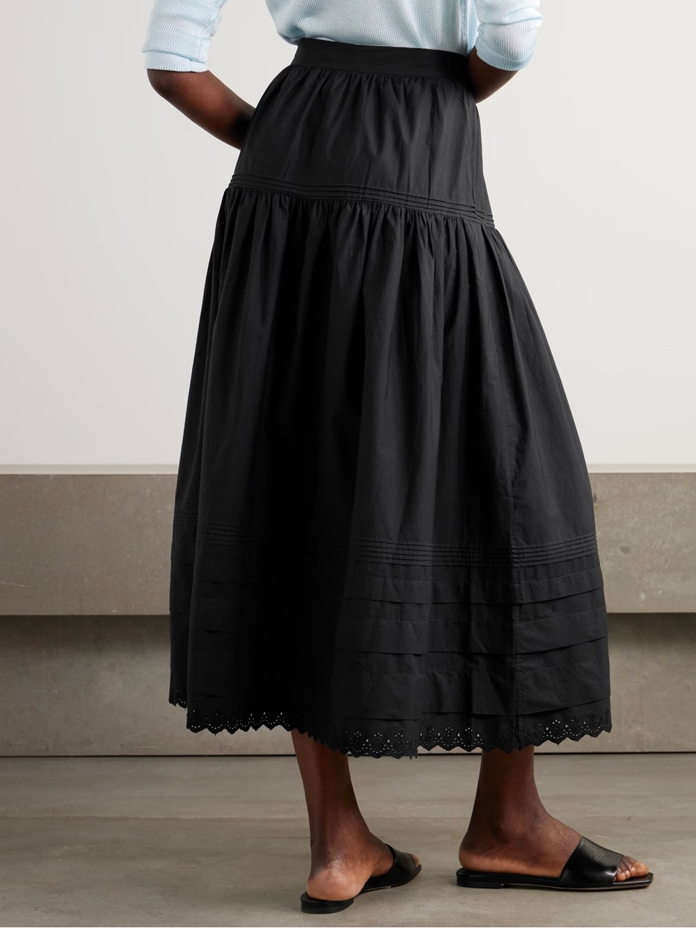 DOEN Sebastiane Midi Skirt sz M cotton black